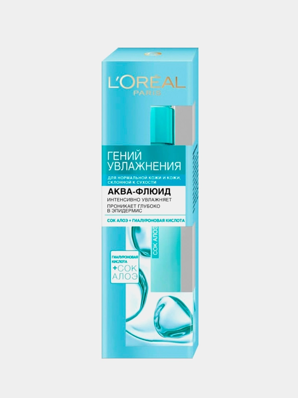 Аква-флюид LOreal Paris "Гений увлажнения", для нормальной и сухой кожи лица, 70 мл