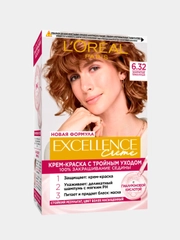 Крем-краска для волос стойкая LOreal Paris "Excellence", тон 6.32, золотистый темно-русый