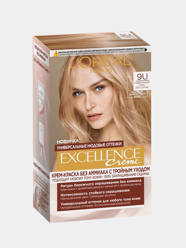 Краска для волос LOreal Paris Excellence, тон U9, универсальный очень светло-русый