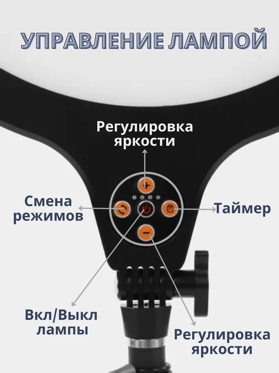 Кольцевая селфи-лампа, профессиональная, с двумя штативами и держателем для телефона 35 см