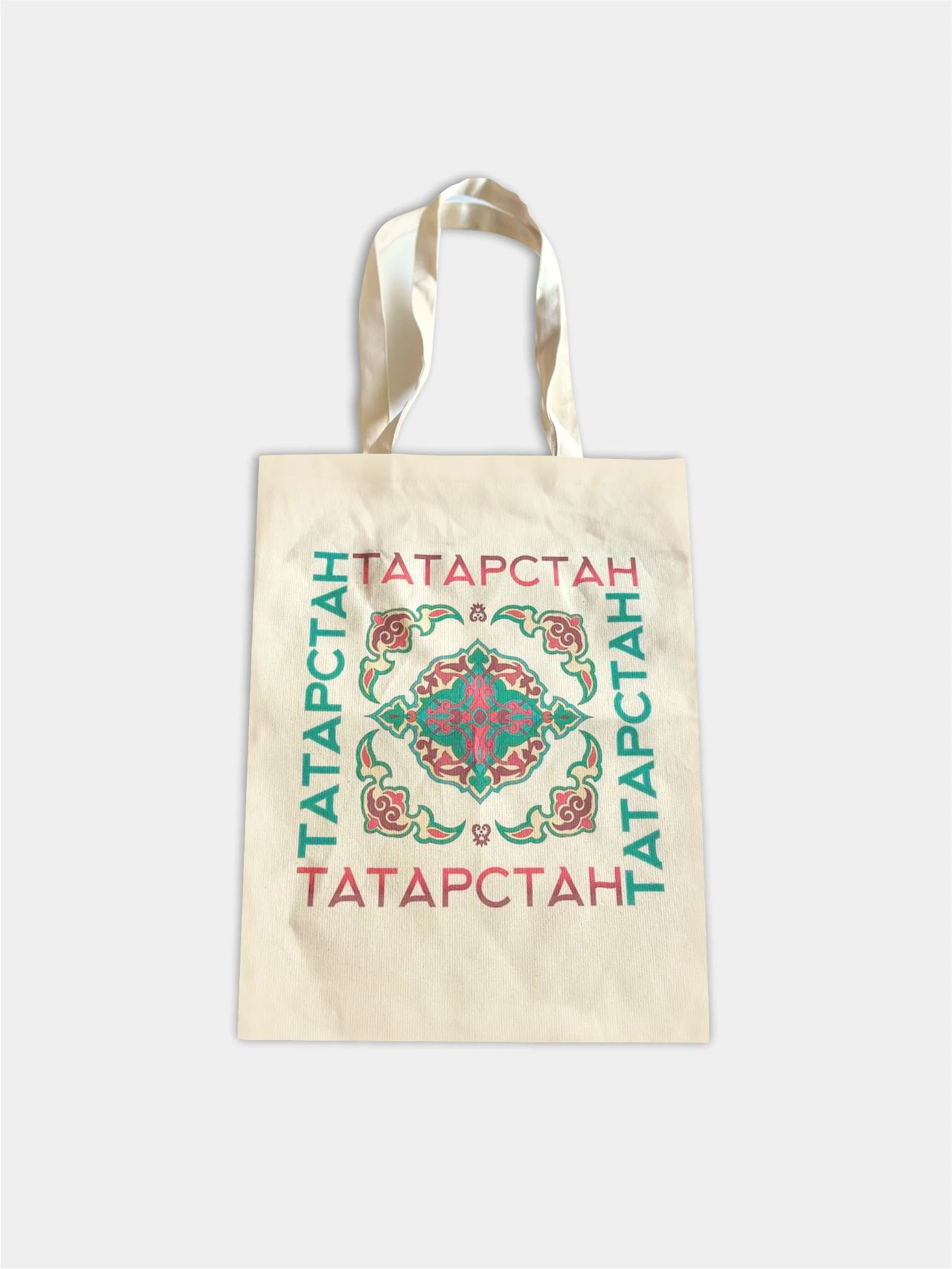 Мятный сумка-шоппер, сумка через плечо, хлопковая, сувенир Татарстан / Татарча