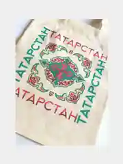 Мятный сумка-шоппер, сумка через плечо, хлопковая, сувенир Татарстан / Татарча