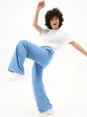 Голубой брюки женские, широкие