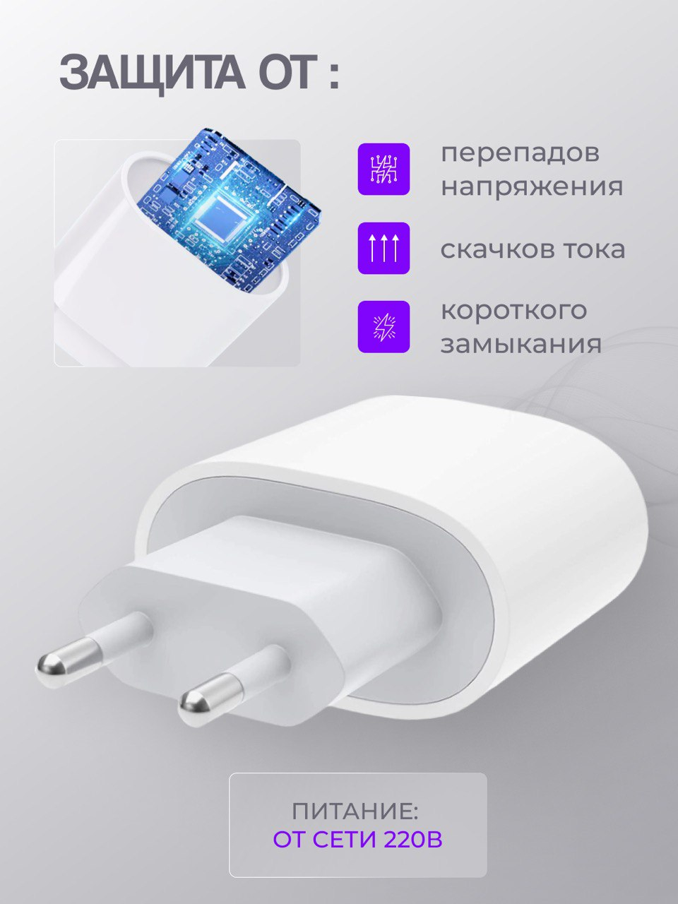 Блок питания для iPhone с Type-C, 20/25 W, с быстрой зарядкой купить по  цене 297.23 ₽ в интернет-магазине Магнит Маркет