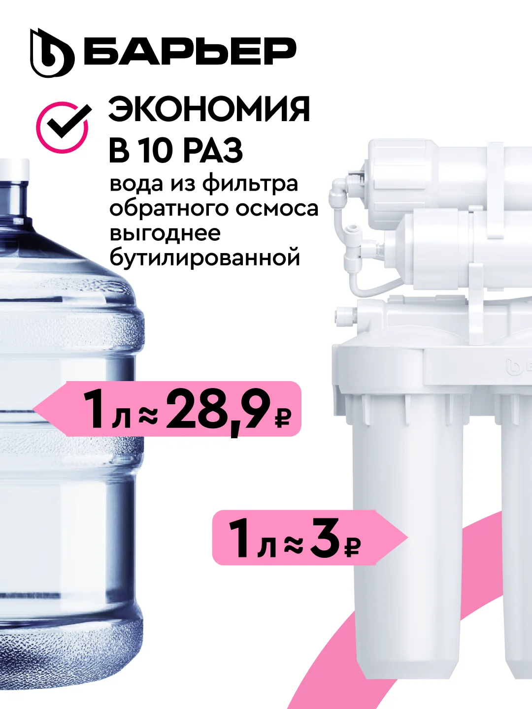 Водоочиститель мембранный обратноосмотический "БАРЬЕР" Compact OSMO 100М