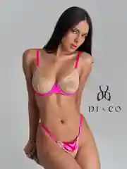 Фуксия комплект нижнего женского белья, кружево и атлас
