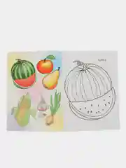 Манго раскраска для малышей, крупный рисунок, с цветными образцами для раскрашивания. Формат А5