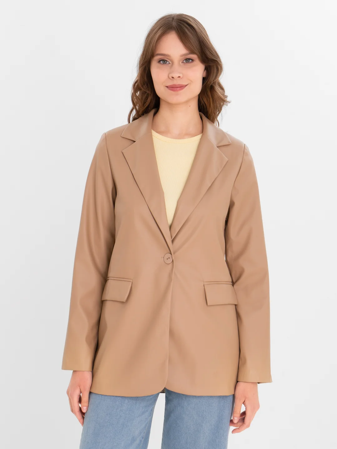Карамельный пиджак женский oversize / Пиджак оверсайз офисный классический