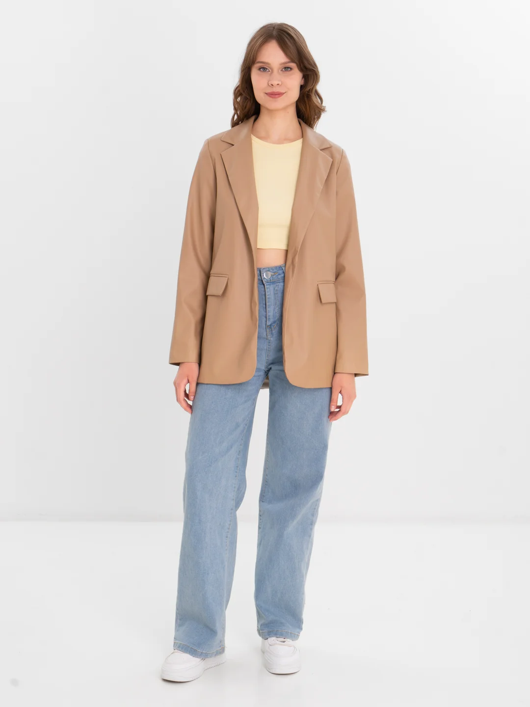 Карамельный пиджак женский oversize / Пиджак оверсайз офисный классический