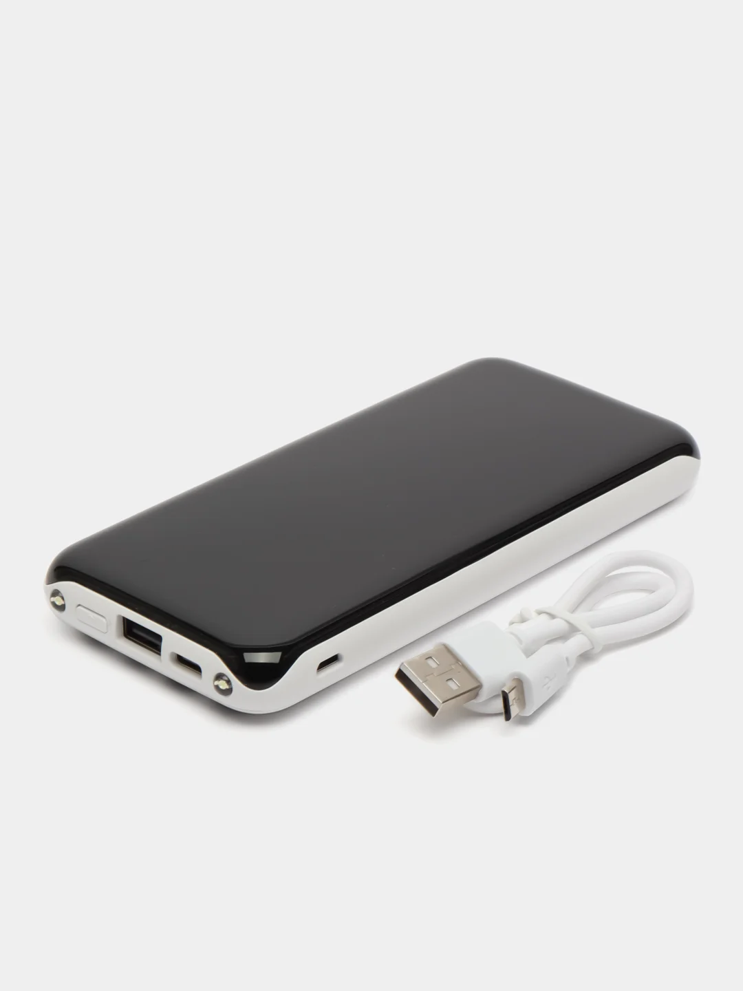 Белый внешний аккумулятор / Powerbank / повербанк с встроенными проводами 20000 мАч
