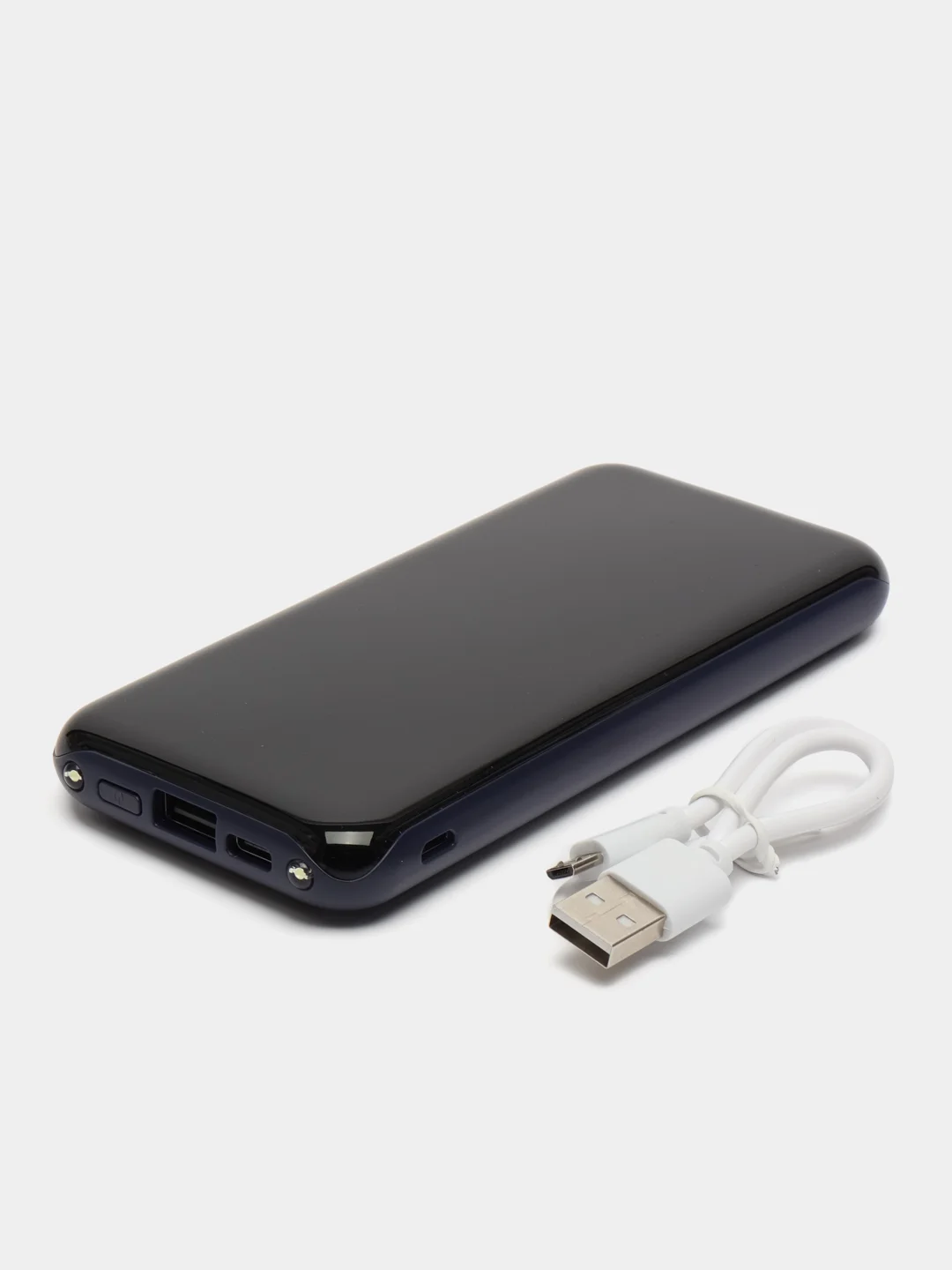 Синий внешний аккумулятор / Powerbank / повербанк с встроенными проводами 20000 мАч