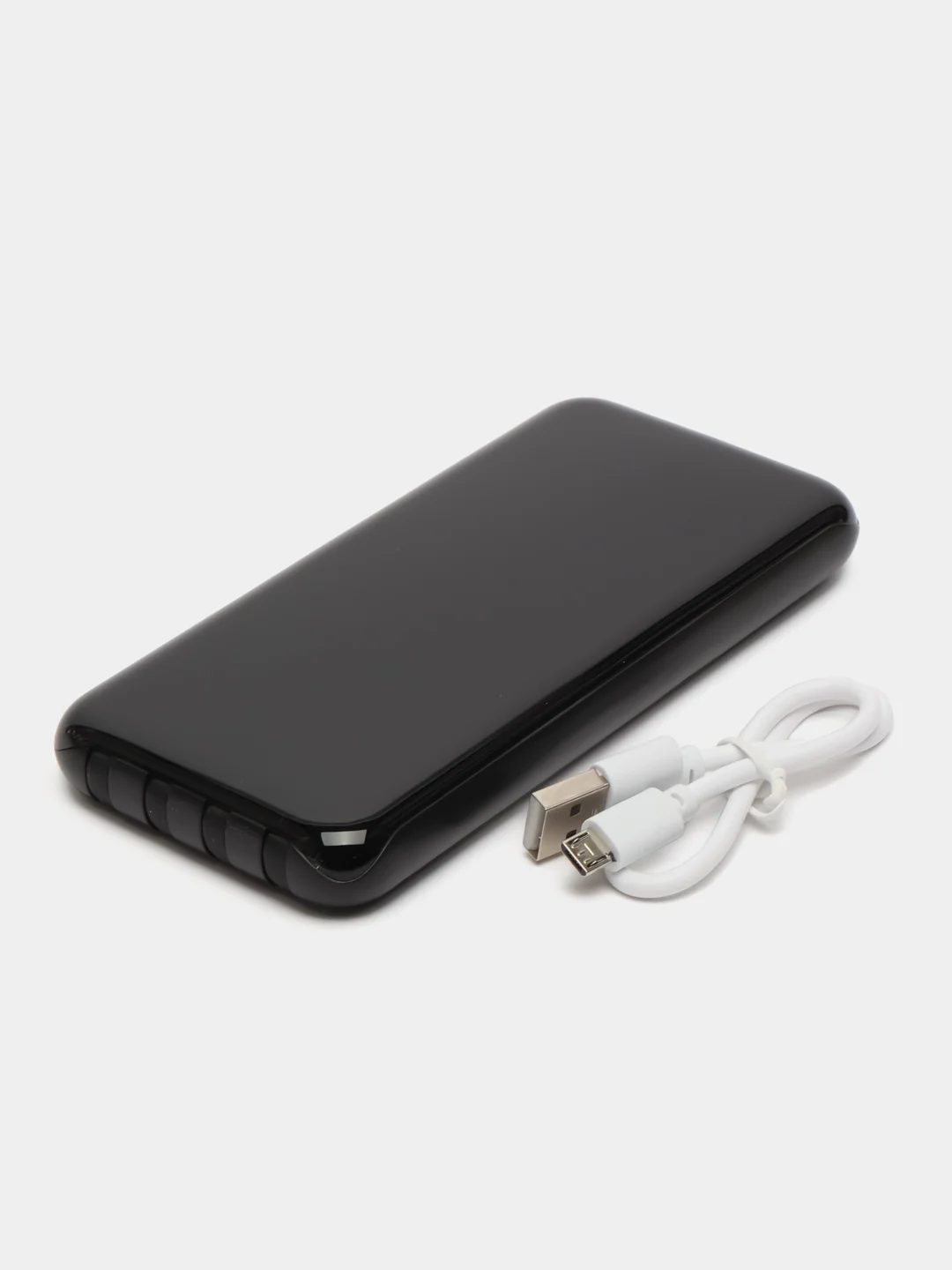 Черный внешний аккумулятор / Powerbank / повербанк с встроенными проводами 20000 мАч