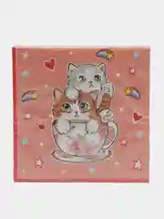 Салфетки бумажные трехслойные Котики на розовом, 33*33 см, 20 шт