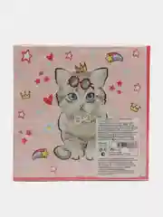 Салфетки бумажные трехслойные Котики на розовом, 33*33 см, 20 шт