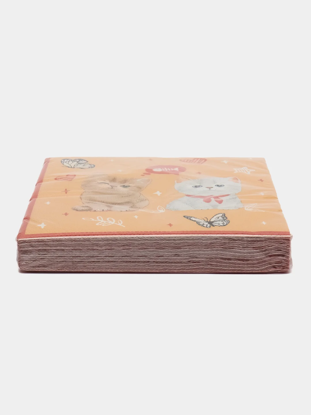 Салфетки бумажные трехслойные Котики на персиковом, 33*33 см, 20 шт