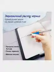 Ручки шариковые синие Brauberg набор 12 штук тонкие для школы и офиса, линия письма 0,2 мм