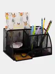 Подставка-органайзер для канцелярии Brauberg, 7 секций, 125х220х140 мм, черная