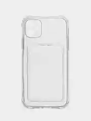 Чехол iPhone 11, 12 Pro, XR, X, XS, XS MAX, 6, 7, 8 Plus с карманом для карт, прозрачный