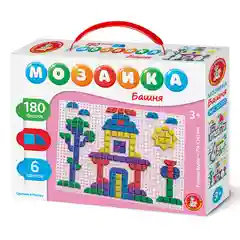 Детская мозаика-пазл 40-180 деталей, диаметр 10-20 мм, 4-6 цвета, настольная игра 3+