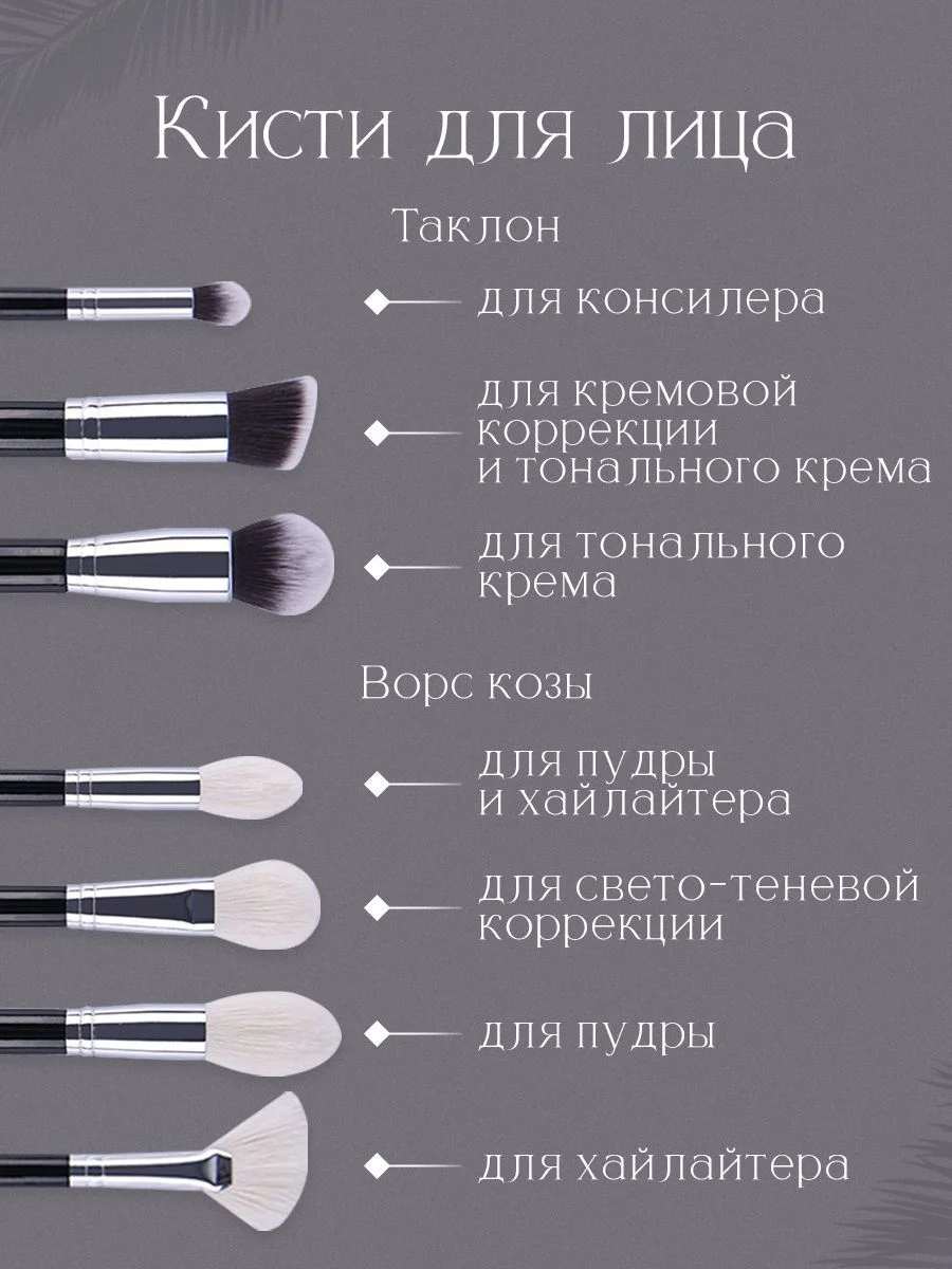 Профессиональные кисти для макияжа из натурального ворса