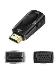 Черный портативный адаптер переходник конвертер HDMI - VGA с аудио выходом 3,5 mm