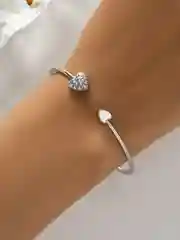 Серебряный женский регулируемый браслет с сердцами