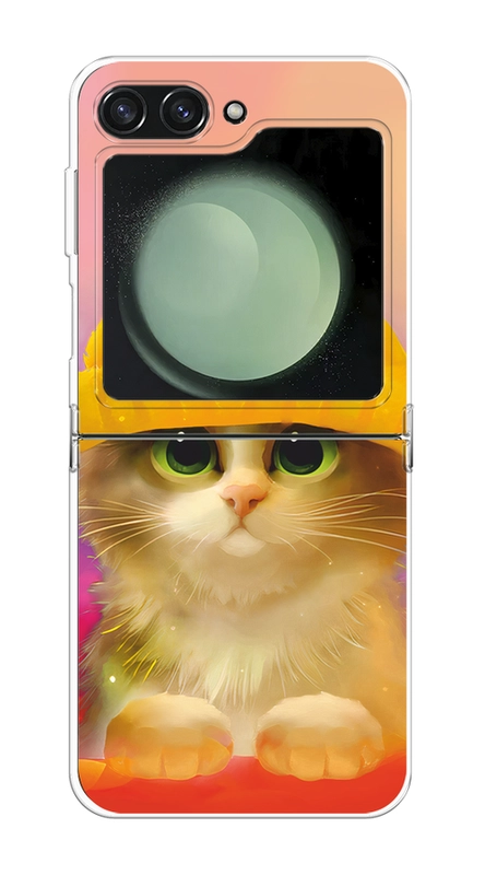 Чехол на Samsung Galaxy Z Flip 6 / Самсунг Z Flip 6 прозрачный, с рисунком, защита камеры