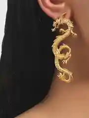 Золотой серьги "Драконы", массивные