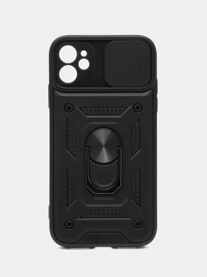 Чехол для iPhone 11 / Айфон 11 противоударный, с металлической подставкой кольцом