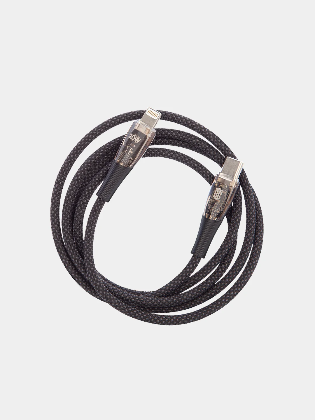 Угольный кабель Type-C to Type-C / Lightning to USB-C для быстрой зарядки телефона BROSCORP 1 м