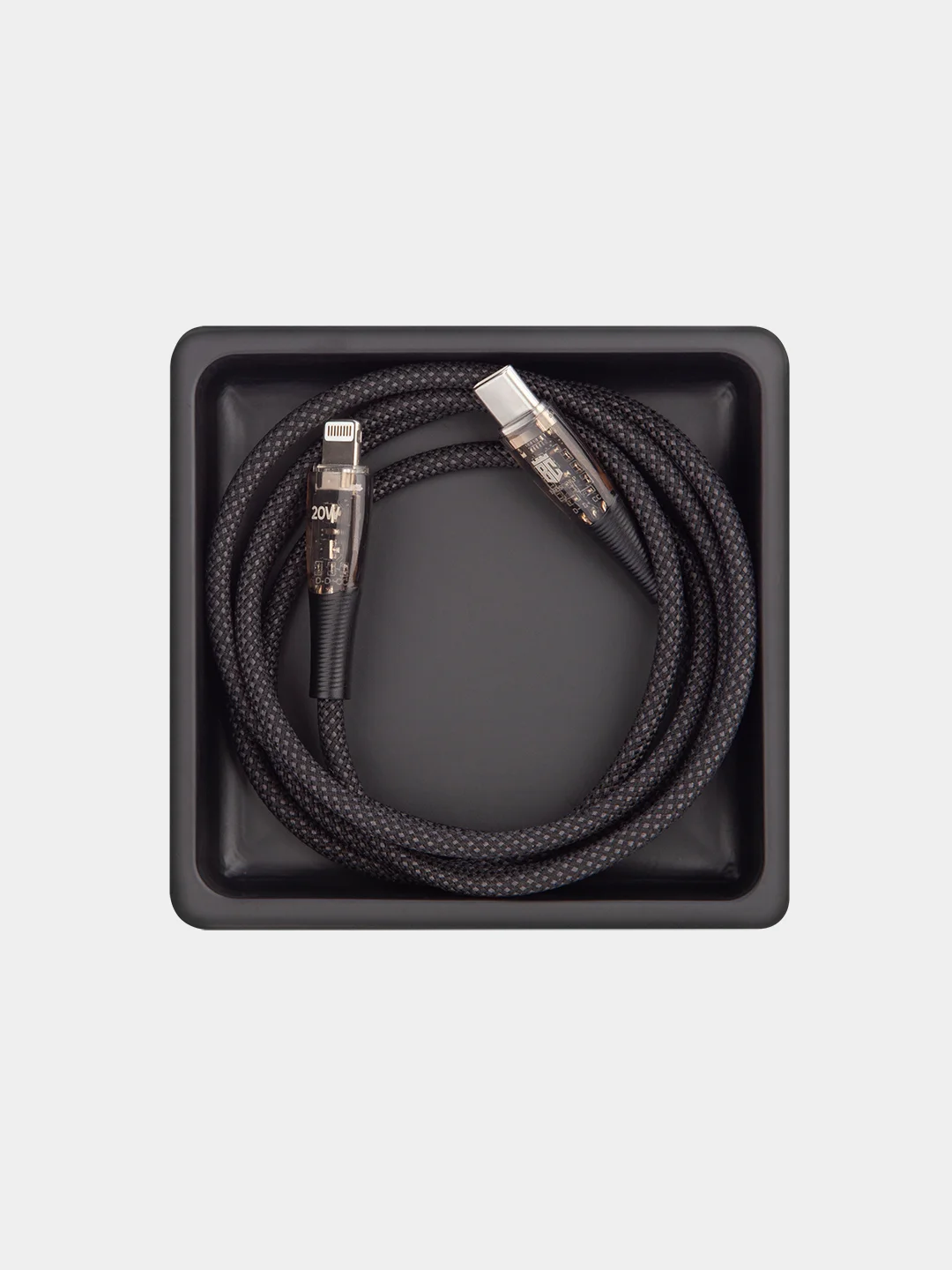 Угольный кабель Type-C to Type-C / Lightning to USB-C для быстрой зарядки телефона BROSCORP 1 м