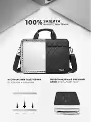Черный сумка для ноутбука 15.6,16 и 17 дюймов KINMAC с ремнем на плечо и большим карманом спереди