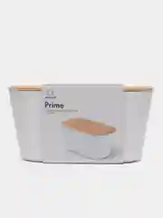 Белый хлебница Prime с разделочной доской из бамбука