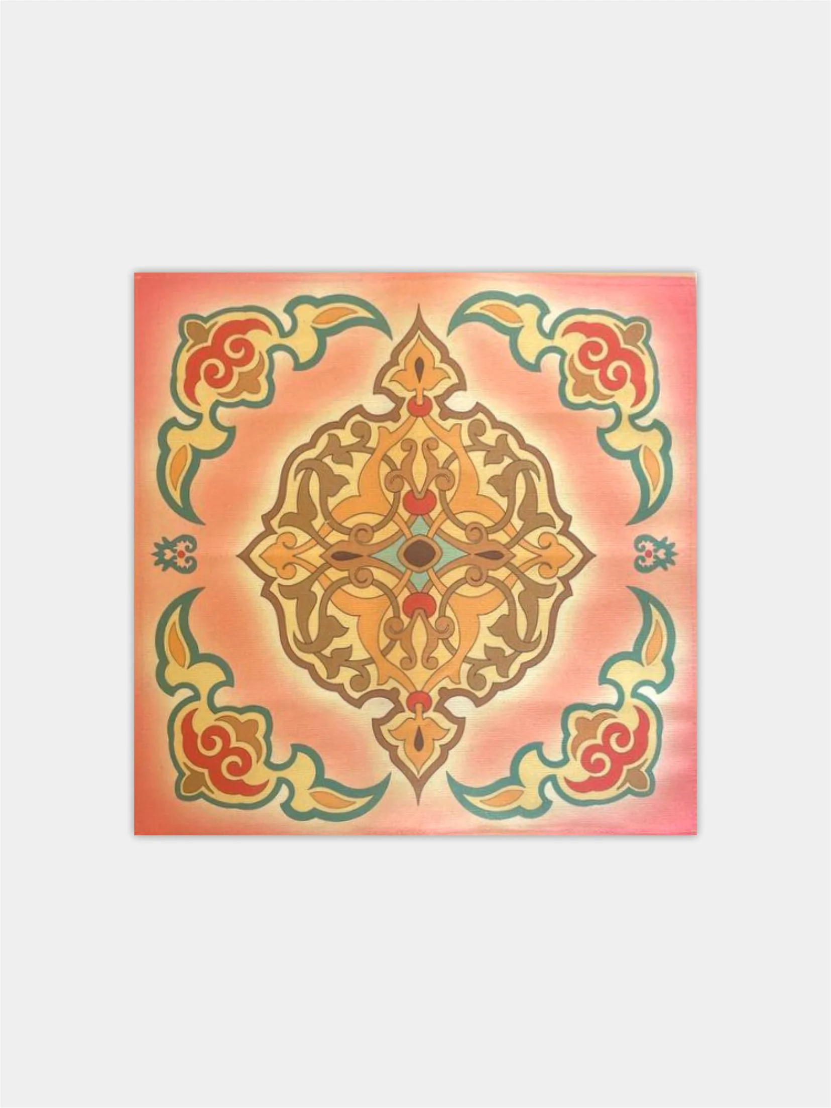 Кораллово-розовый декоративная салфетка, дорожка Татарстан/Татарча, 25х25см,40х40см,150х40см, разные принты