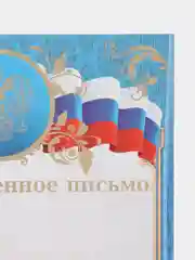 Голубой благодарность, благодарственное письмо, герб РТ, герб РФ, размер 21*29,7 см
