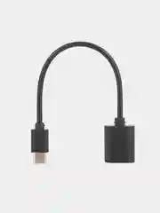 Черный кабель-переходник OTG USB 2.0 Type-A to USB Type-C для смартфонов/планшетов ROSCO 11,5 см