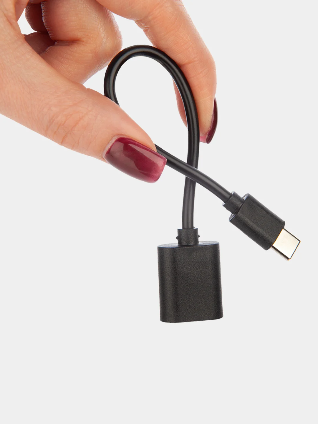 Черный кабель-переходник OTG USB 2.0 Type-A to USB Type-C для смартфонов/планшетов ROSCO 11,5 см
