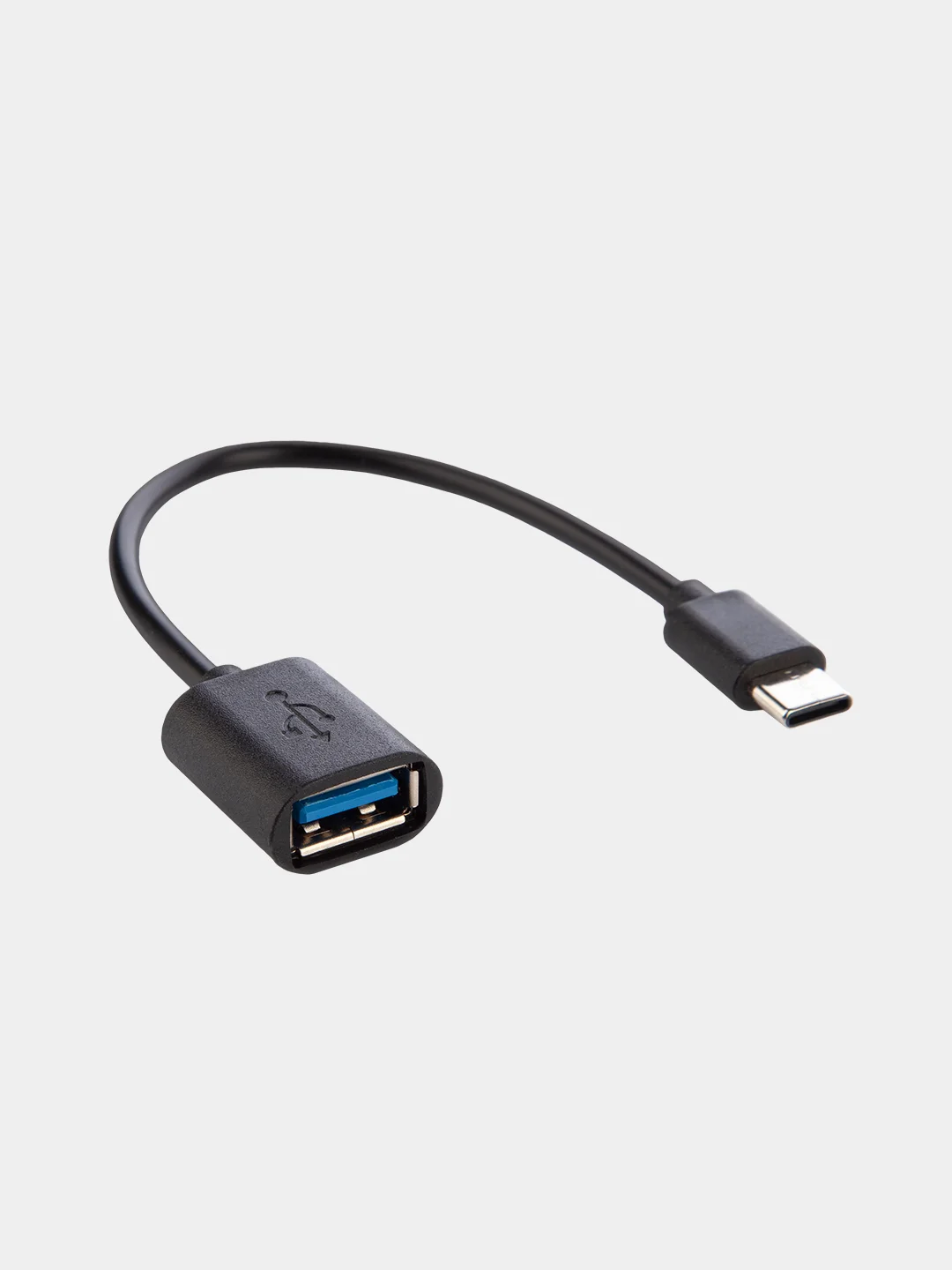 Черный кабель-переходник OTG USB 2.0 Type-A to USB Type-C для смартфонов/планшетов ROSCO 11,5 см