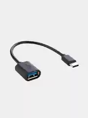 Черный кабель-переходник OTG USB 2.0 Type-A to USB Type-C для смартфонов/планшетов ROSCO 11,5 см