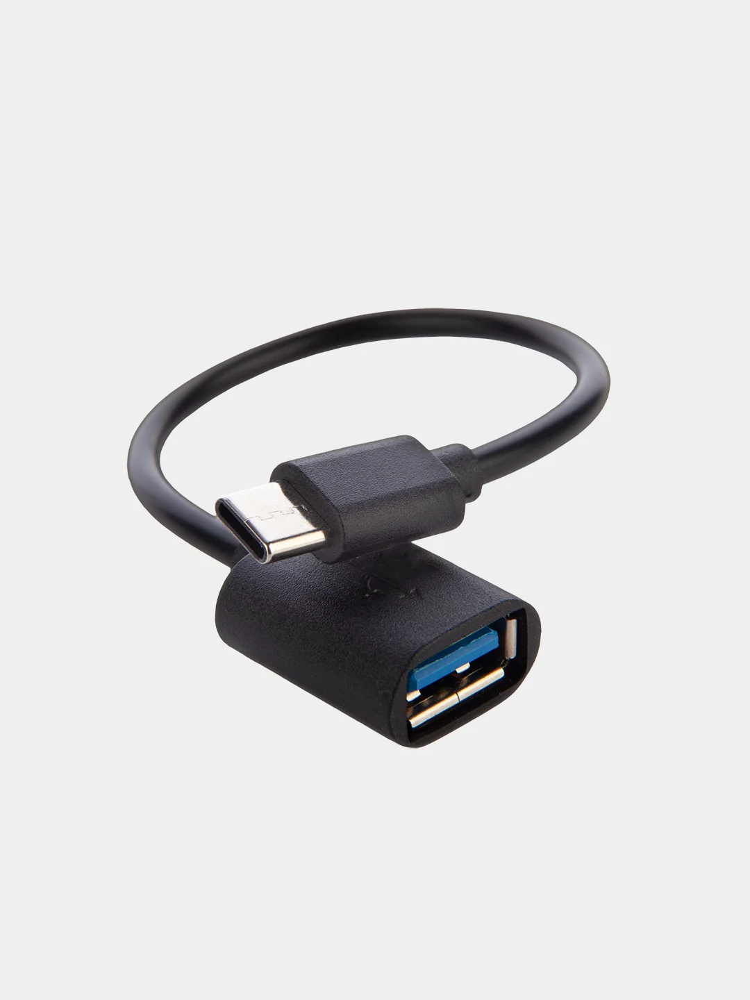 Черный кабель-переходник OTG USB 2.0 Type-A to USB Type-C для смартфонов/планшетов ROSCO 11,5 см