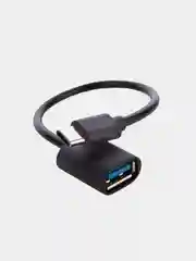 Черный кабель-переходник OTG USB 2.0 Type-A to USB Type-C для смартфонов/планшетов ROSCO 11,5 см