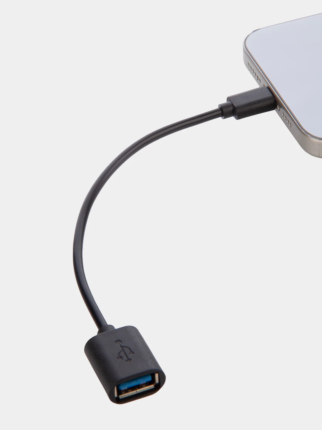 Черный кабель-переходник OTG USB 2.0 Type-A to USB Type-C для смартфонов/планшетов ROSCO 11,5 см