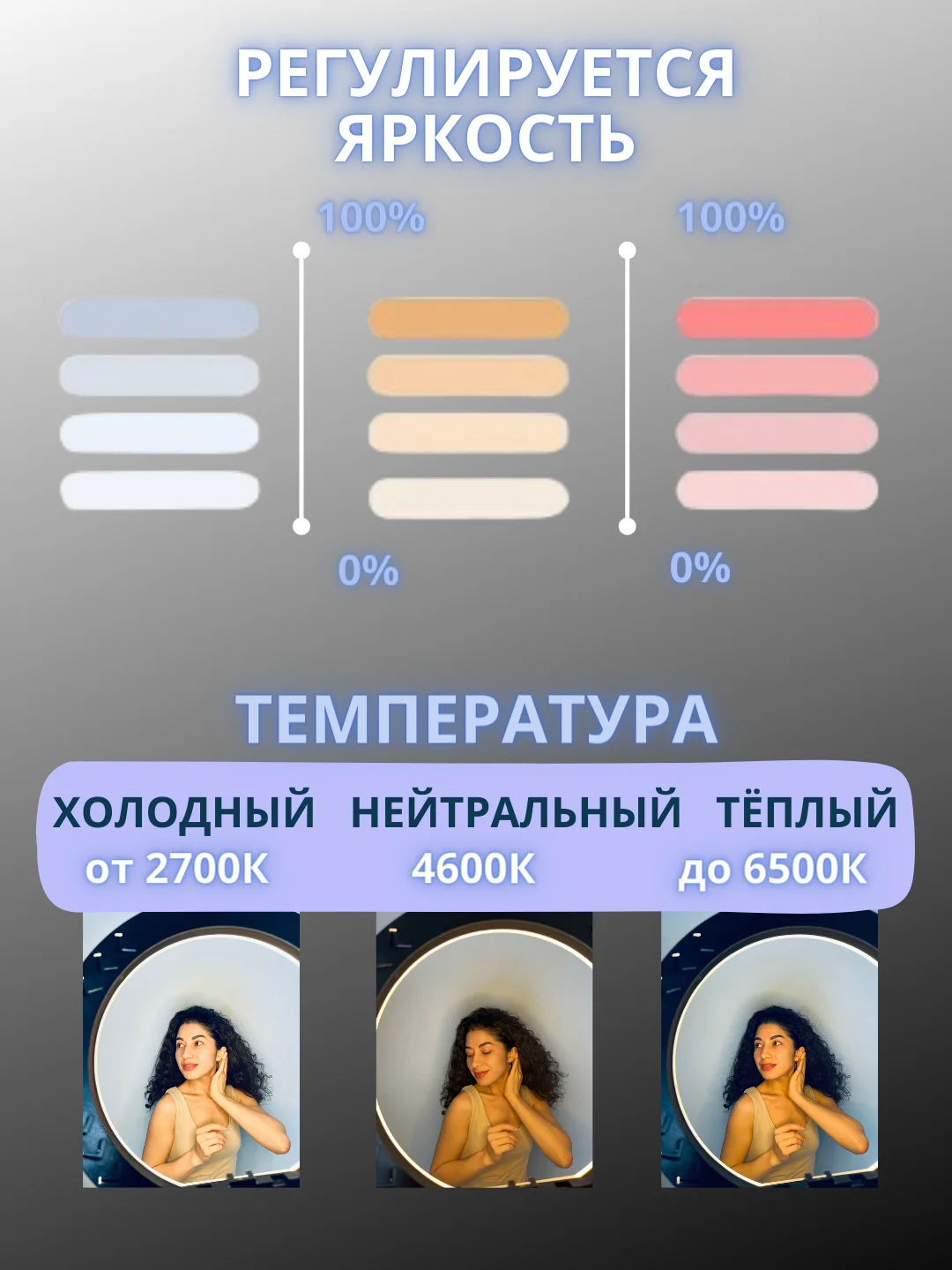 Мощная кольцевая лампа RGB, 26 см, со штативом, 1,6 м, с селфи пультом