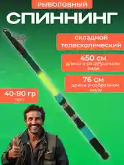 Спиннинг рыболовный, складной, телескопический