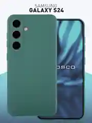 Тёмно-зелёный чехол для Samsung Galaxy S24 Ultra S24 Plus S24 A55 A35 5G силиконовый ROSCO, защита камер