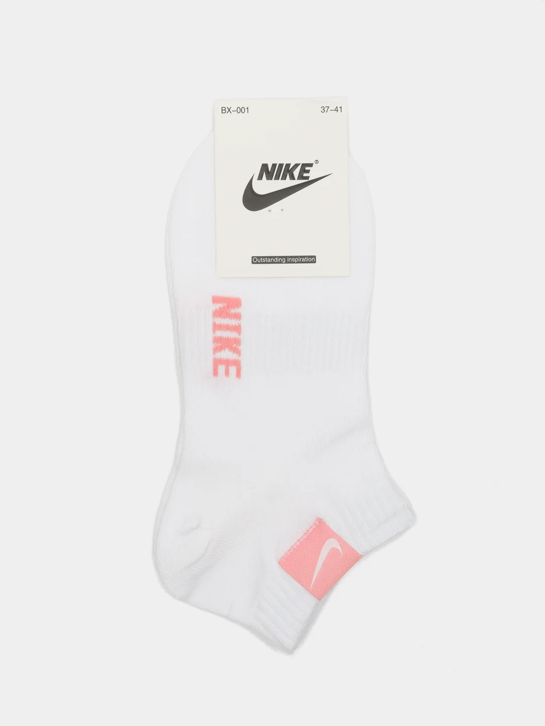 Розовый носки женские с логотипом nike белые короткие, Турция