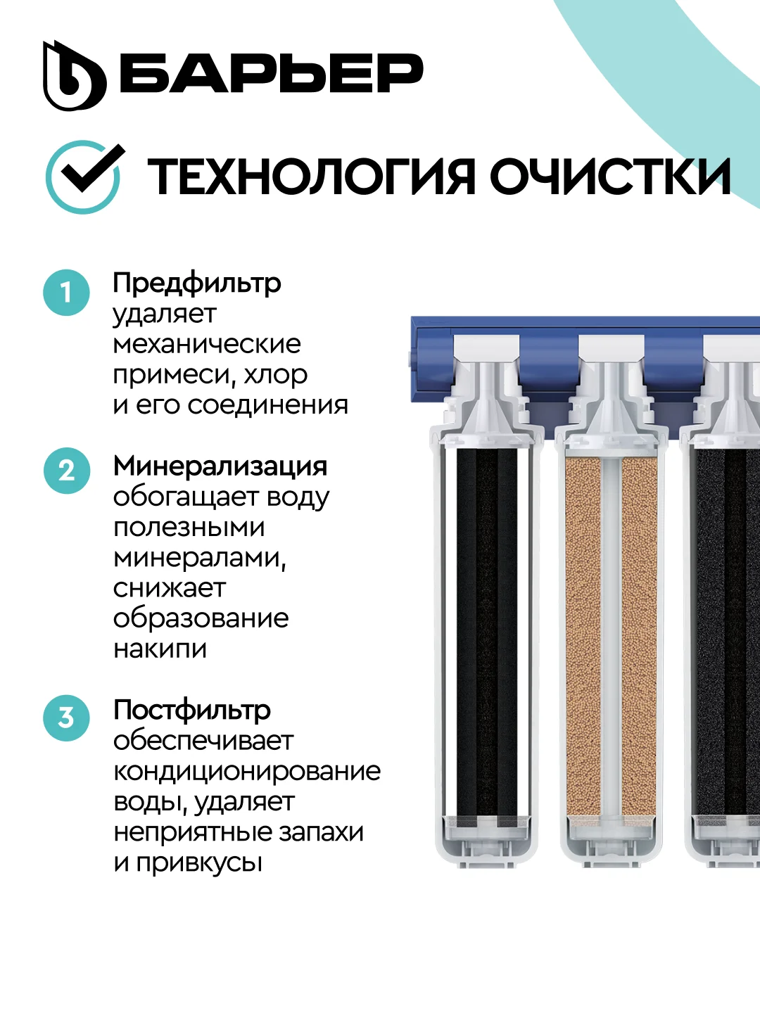 Фильтр под мойку трехступенчатый быстросъемный БАРЬЕР АКТИВ ОПТИМА "Сила иммунитета"