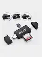 Черный картридер Type c, lightning, usb,microusb, картридер sd, microsd, универсальный картридер