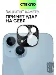 Черный стекло на камеру на Apple iPhone 15,14,13, Pro Max/Pro/Plus/Mini защитное BROSCORP, 4 вида