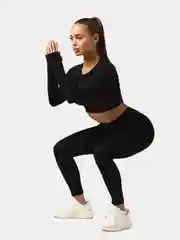 Черный спортивный костюм женский для фитнеса, йоги